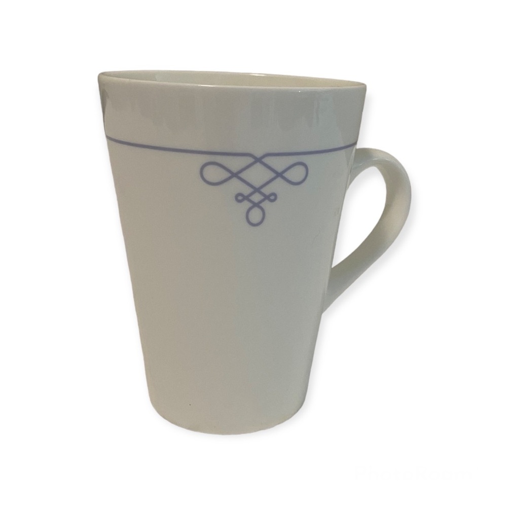 Starbucks Ceramic Mug White Blue Scroll 16 Ounces 2015
